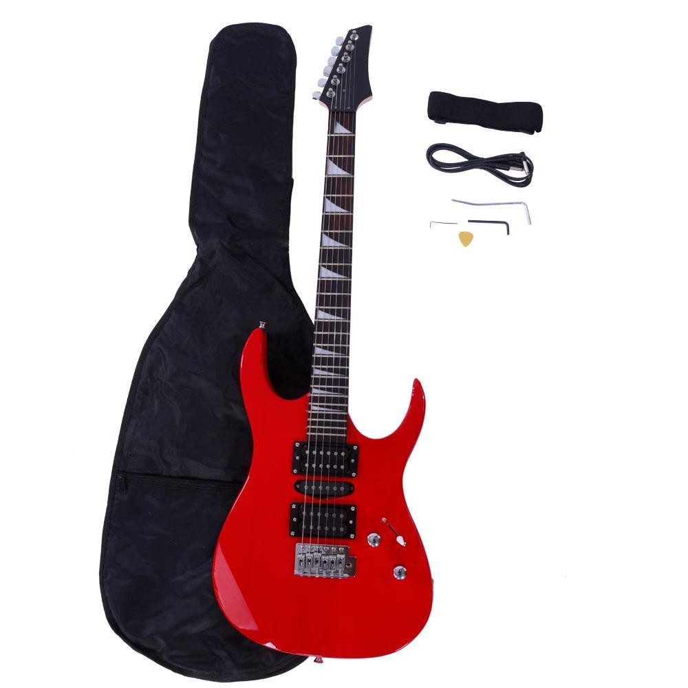 Electric Guitar Beginner Kit 39 Inch Full Size Red Starter Package with Bag