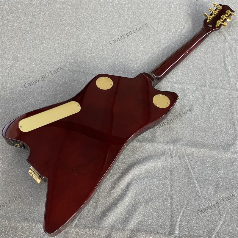 Solid Electric Guitar Stainless Rounded Fret Edge Gold Hardware Wine Red Stock