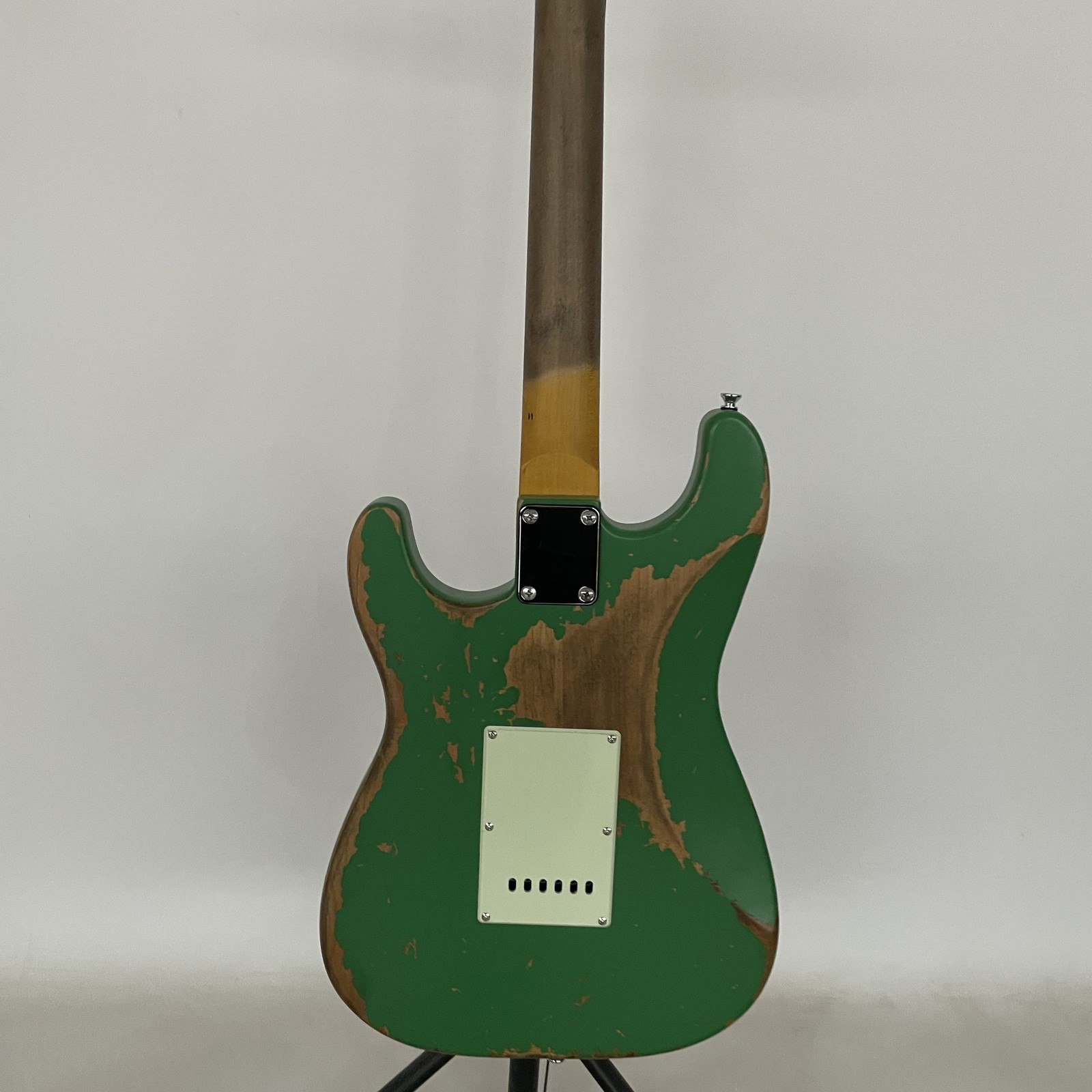 Green aged Basswood Solid Body Electric Guitar Chrome part fast ship maple neck