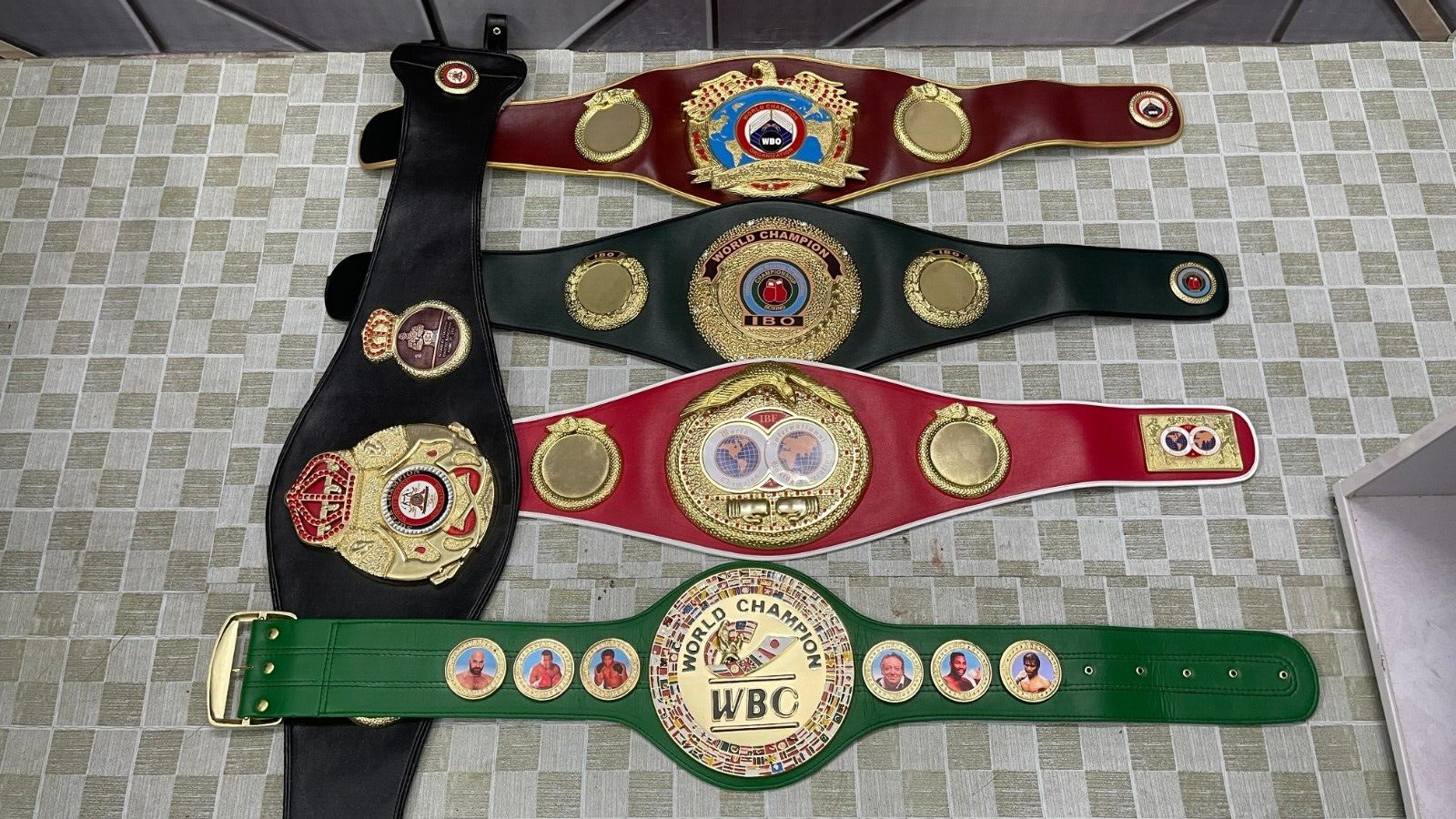 WORLD REPLICA BOXING SET OF 5 BELTS WBA,IBO,WBC,IBF,& WBO ADULT SIZE TITLE