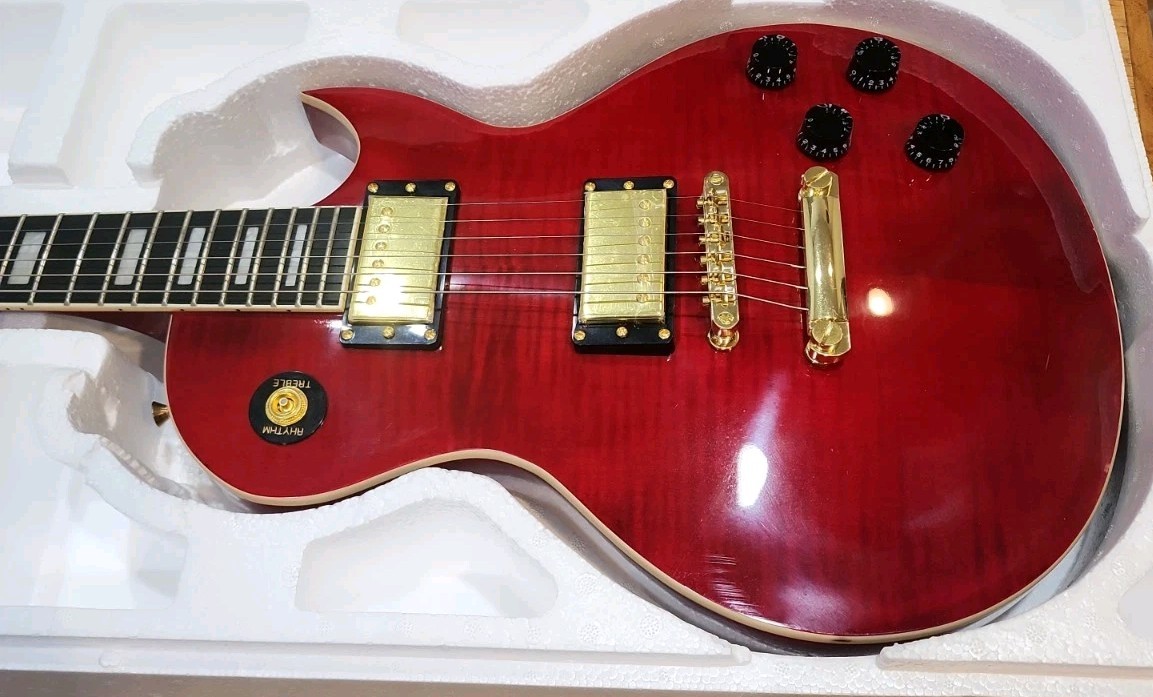 Leo Jaymz Single Cut Deluxe Full Size Electric Guitar Red/Gold (Ready To Ship)