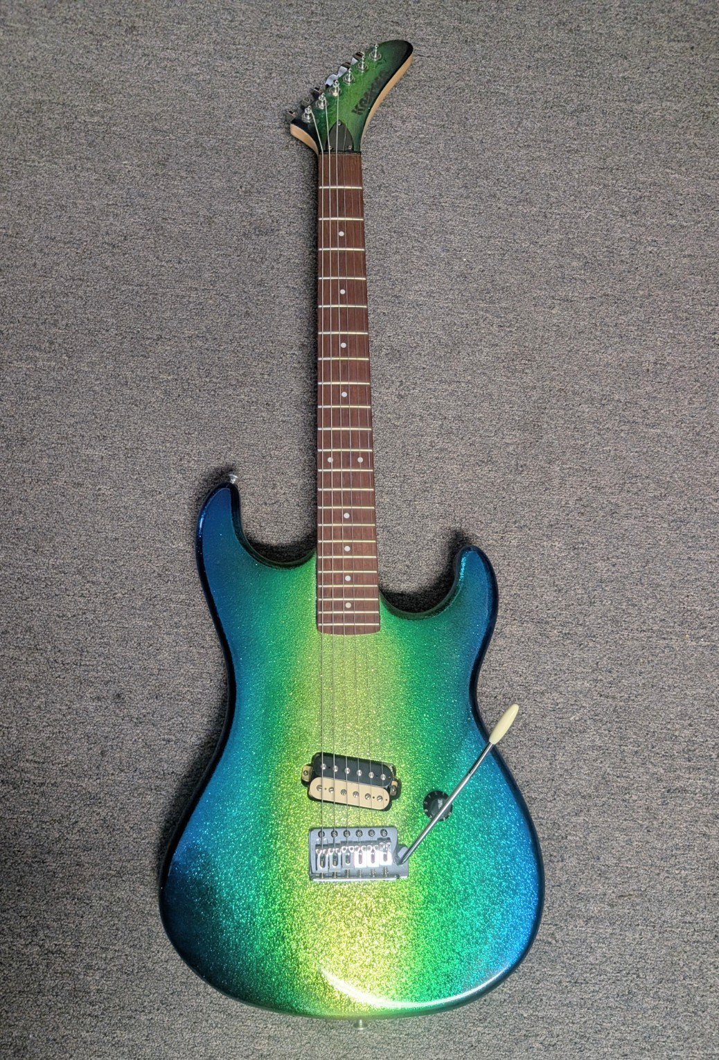 Kramer Baretta Special Electric Guitar Blue/Green Sparkle w Trem Arm Gig Bag