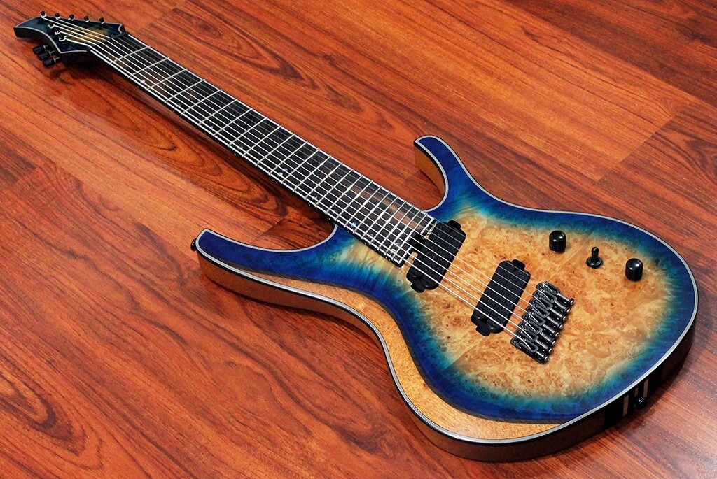 Halo Octavia 8 String Multiscale Guitar, Maple Burl Top, Hipshot [MADE TO ORDER]