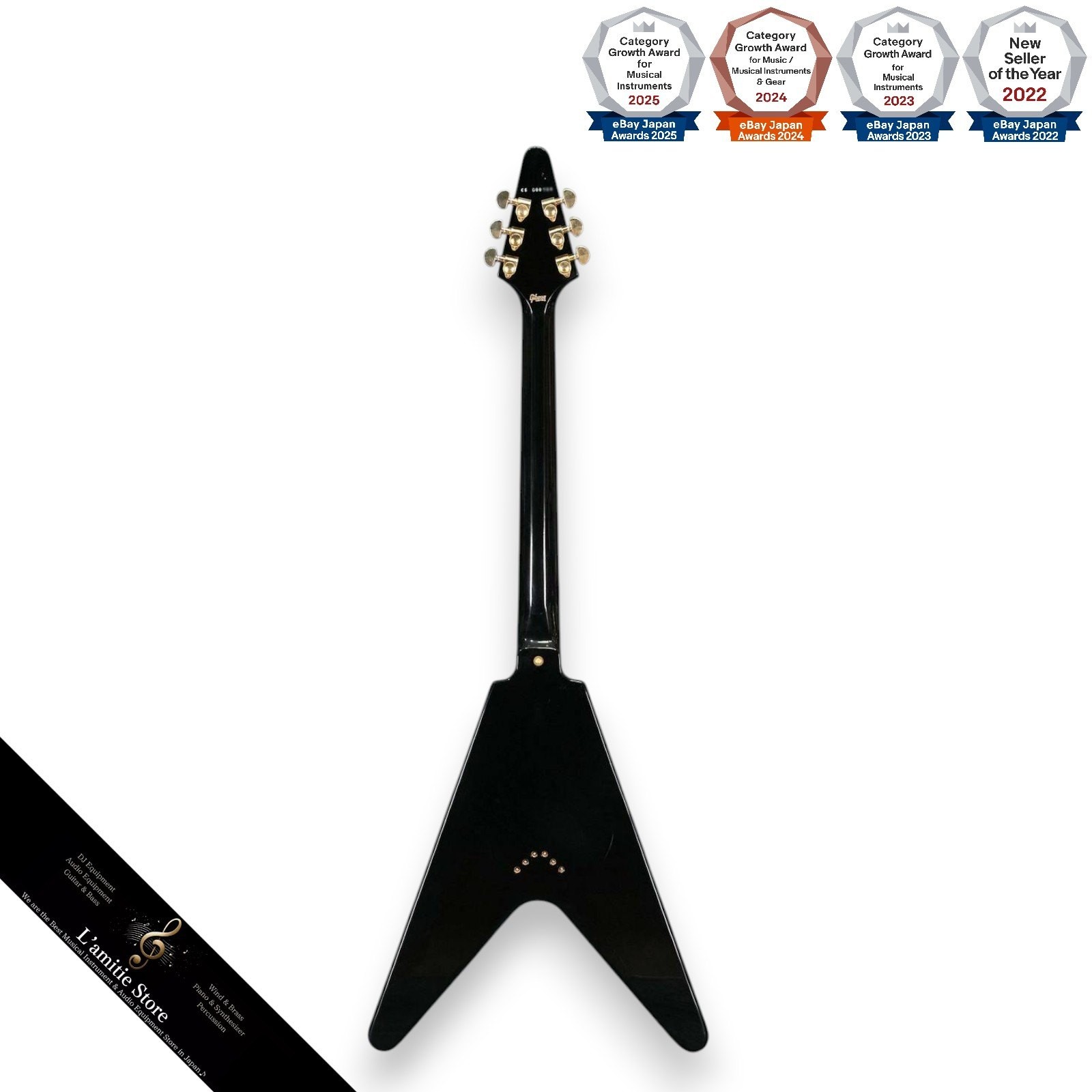 Gibson Custom Shop Flying V Custom Ebony Guitar Richlite Fingerboard 2015