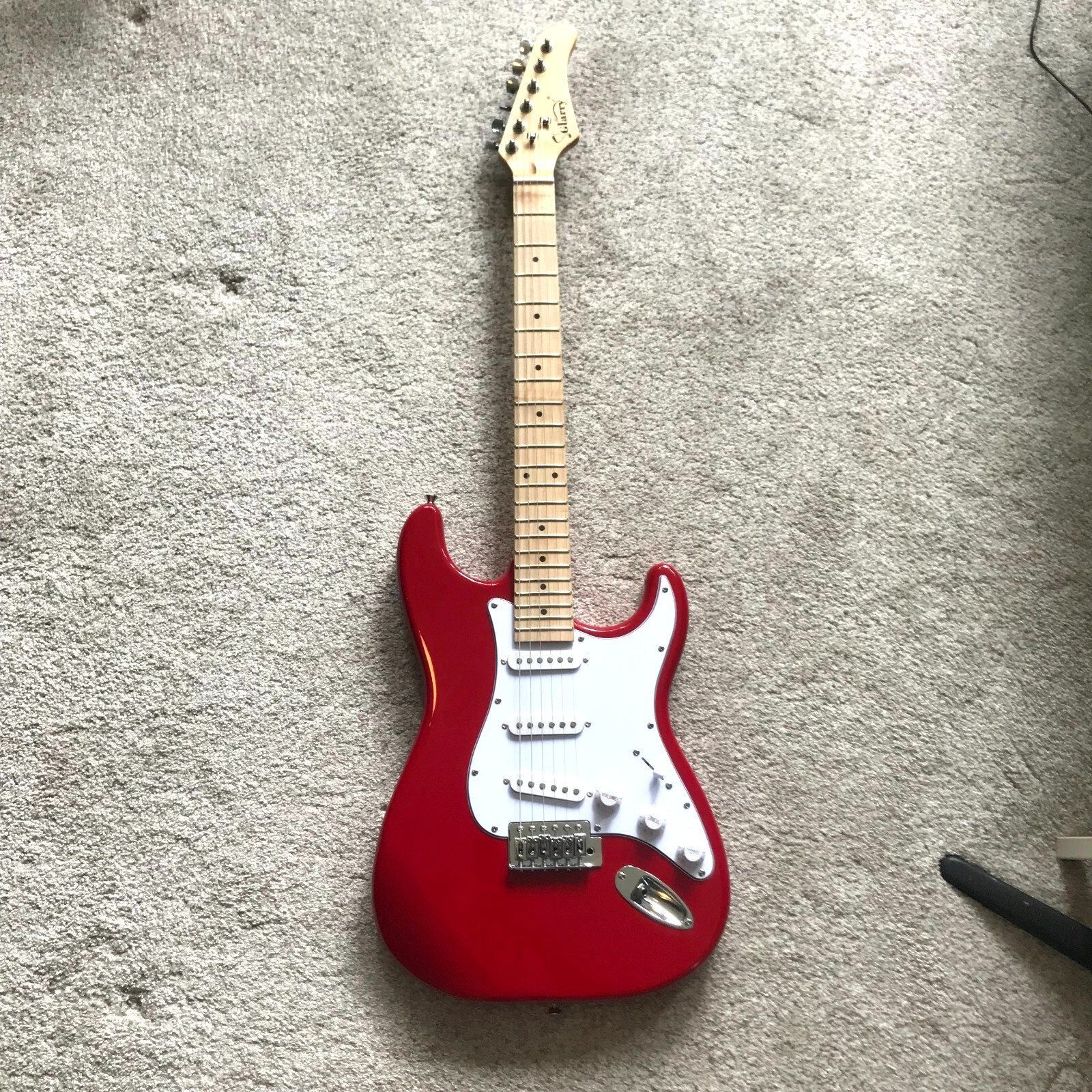 Red Full-Size Strat Style Electric Guitar Package with Maple Neck Gig Bag & More