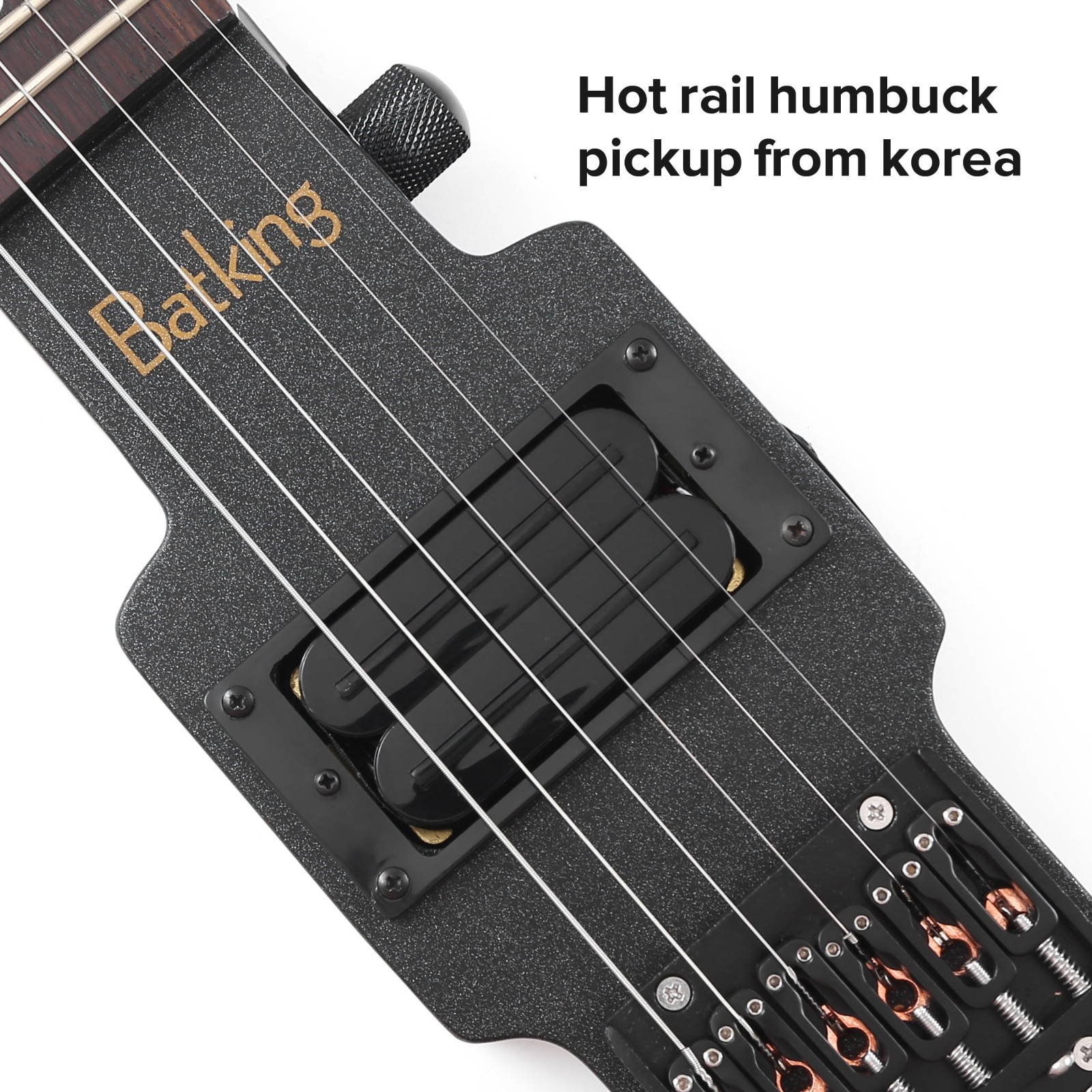 Batking Travel Guitar Electric Headless Guitar Brass Fix Bridge with Gigbag