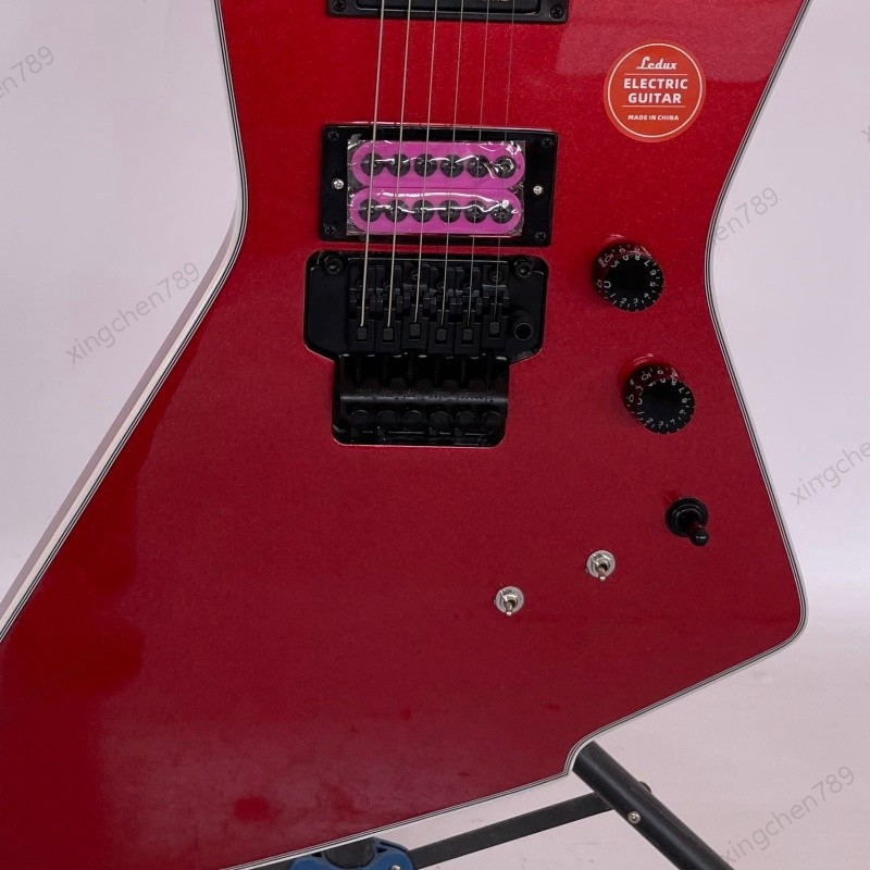 Metallic Red Electric Guitar Active Pickups Mini Switch Stainless Rounded Fret
