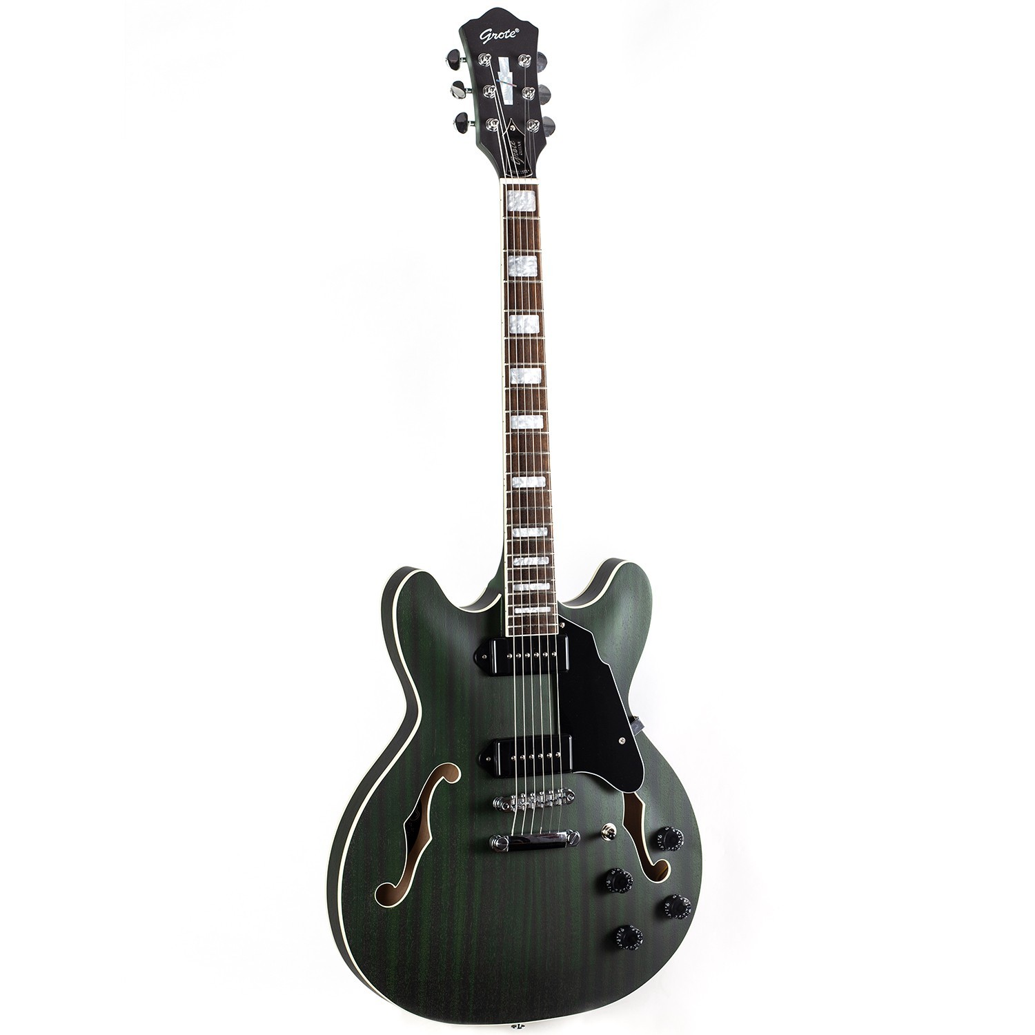GROTE Electric Guitar P90 Pickups Semi-Hollow Body Guitar matte finished (Green)