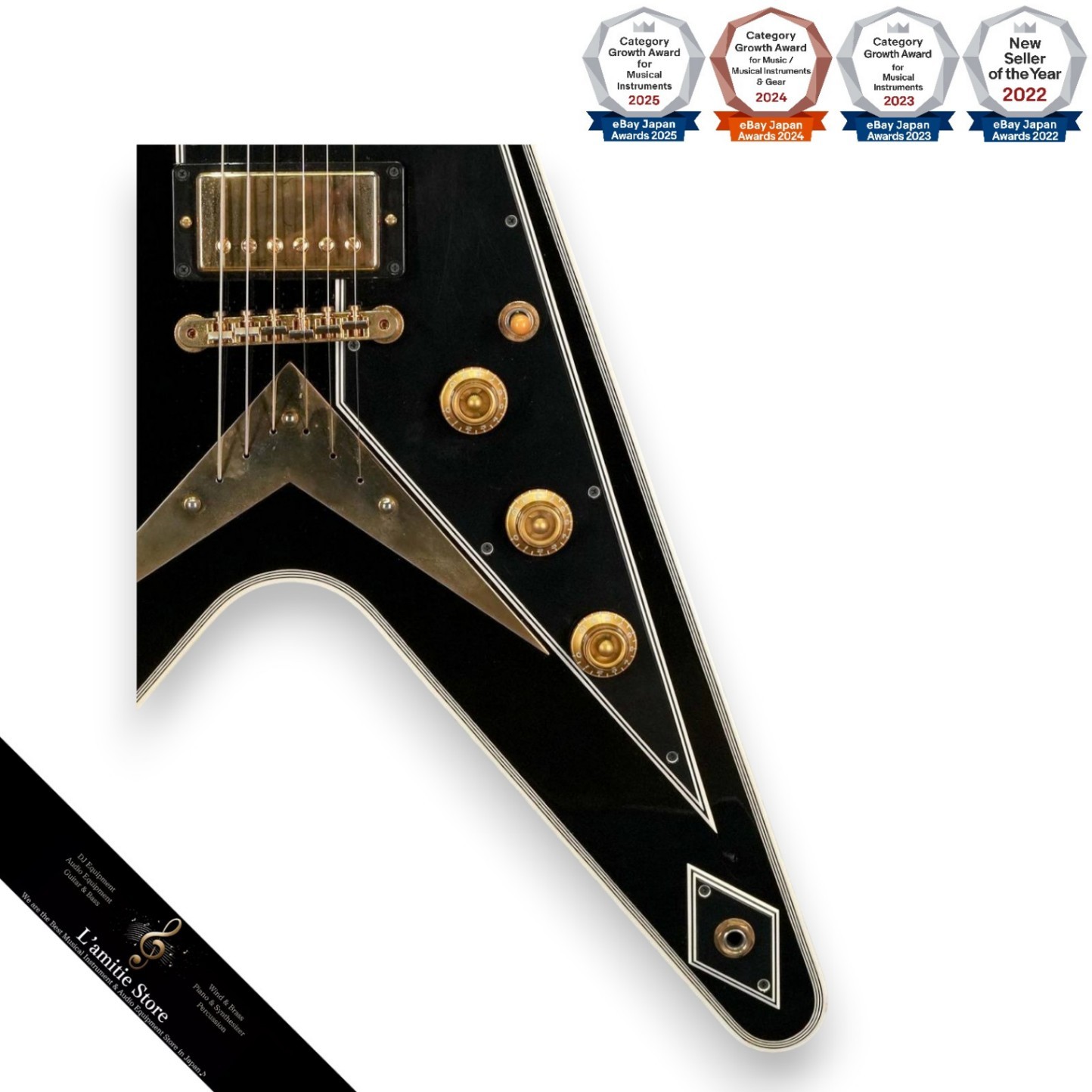 Gibson Custom Shop Flying V Custom Ebony Guitar Richlite Fingerboard 2015