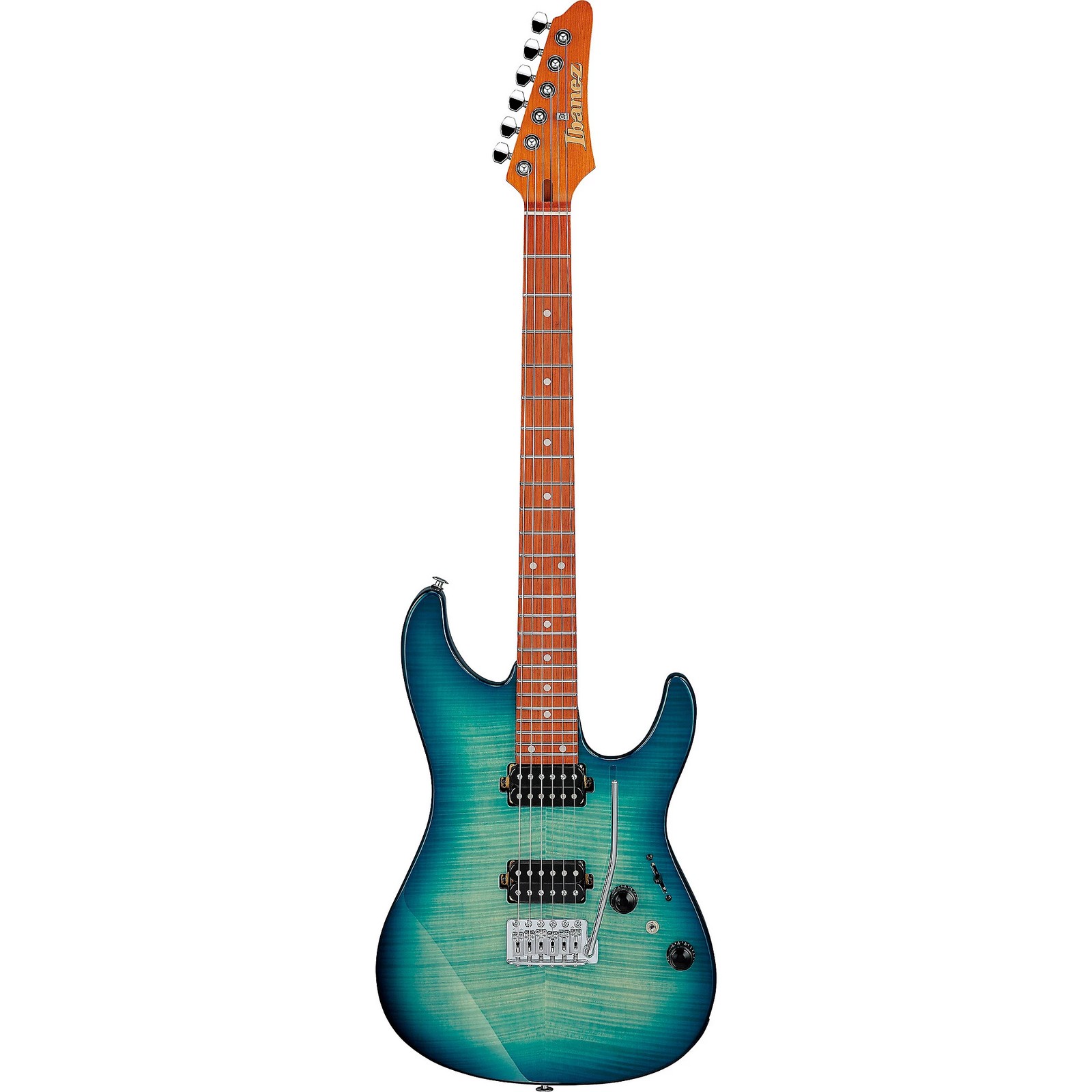 Ibanez AZ24S1F Standard Electric Guitar, Jatoba FB, Transparent Turquoise Burst