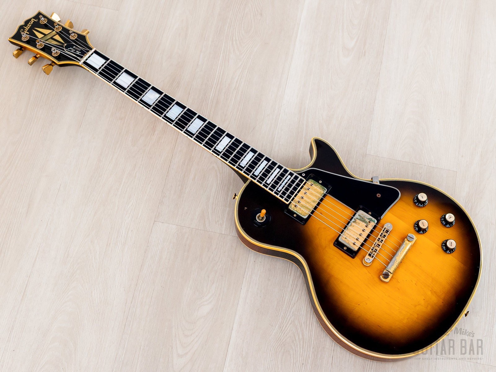 1976 Gibson Les Paul Custom Vintage Guitar Tobacco Sunburst w/ T Tops, Case