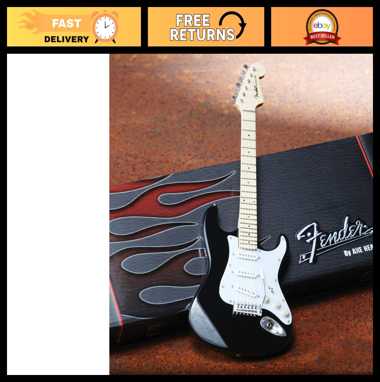 Licensed Fender Stratocaster Classic Black Mini Guitar Replica – Perfect Gift!