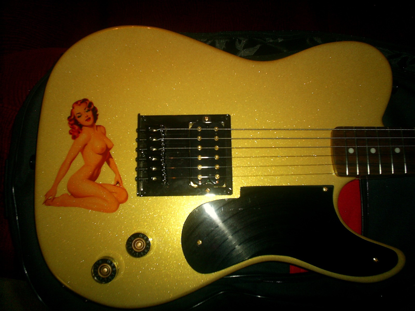 Gold Record Tele Electric Guitar Partscaster Used Squier Neck Other Parts New