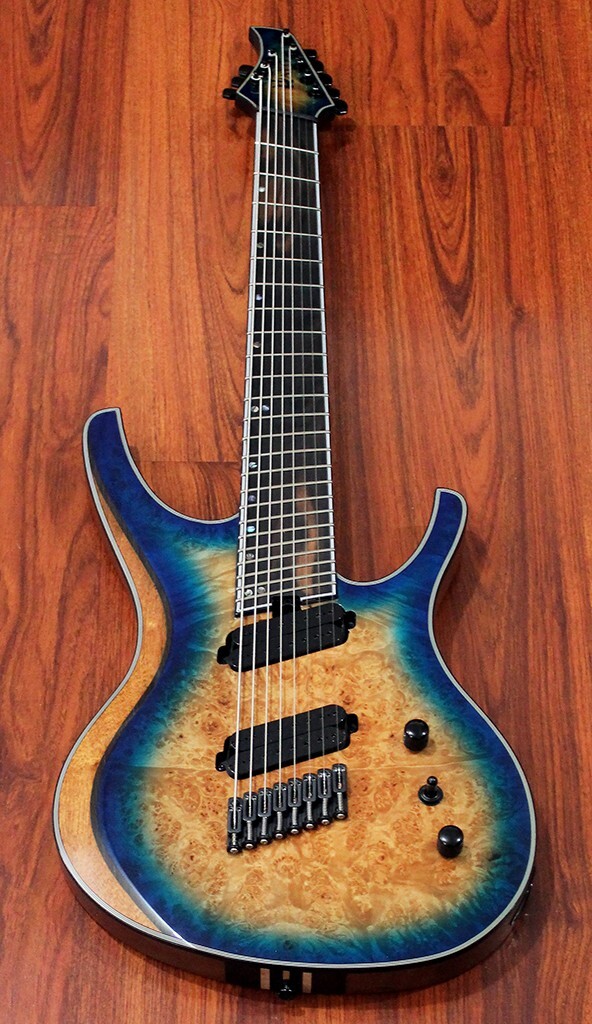 Halo Octavia 8 String Multiscale Guitar, Maple Burl Top, Hipshot [MADE TO ORDER]