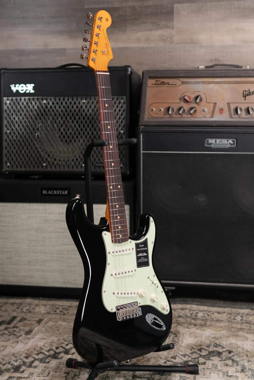 Fender Vintera III Early ’60s Stratocaster Electric Guitar – Black with Gig Bag