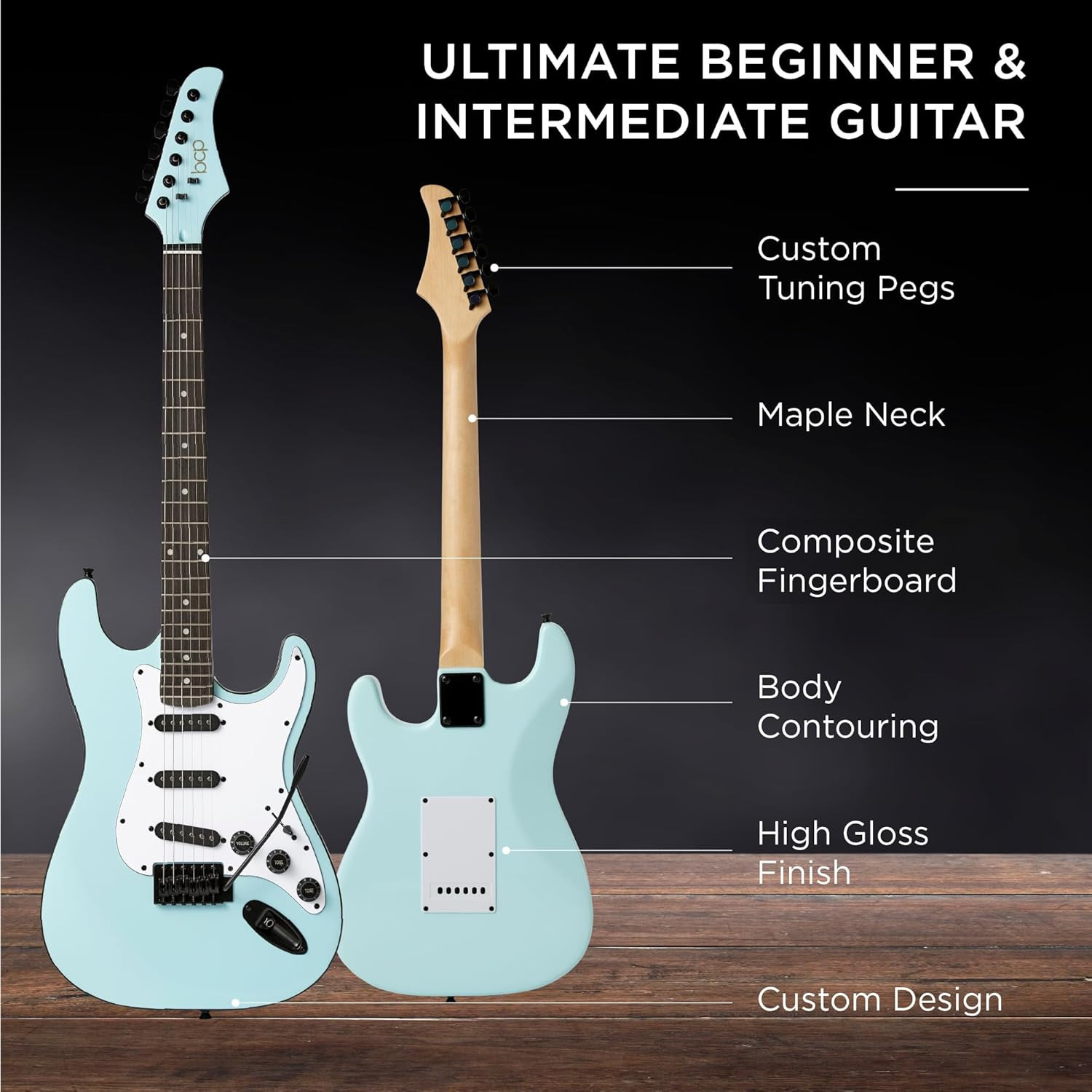 39In Full Size Beginner Electric Guitar Starter Kit W/Case, Strap, 11W Amp, Stri