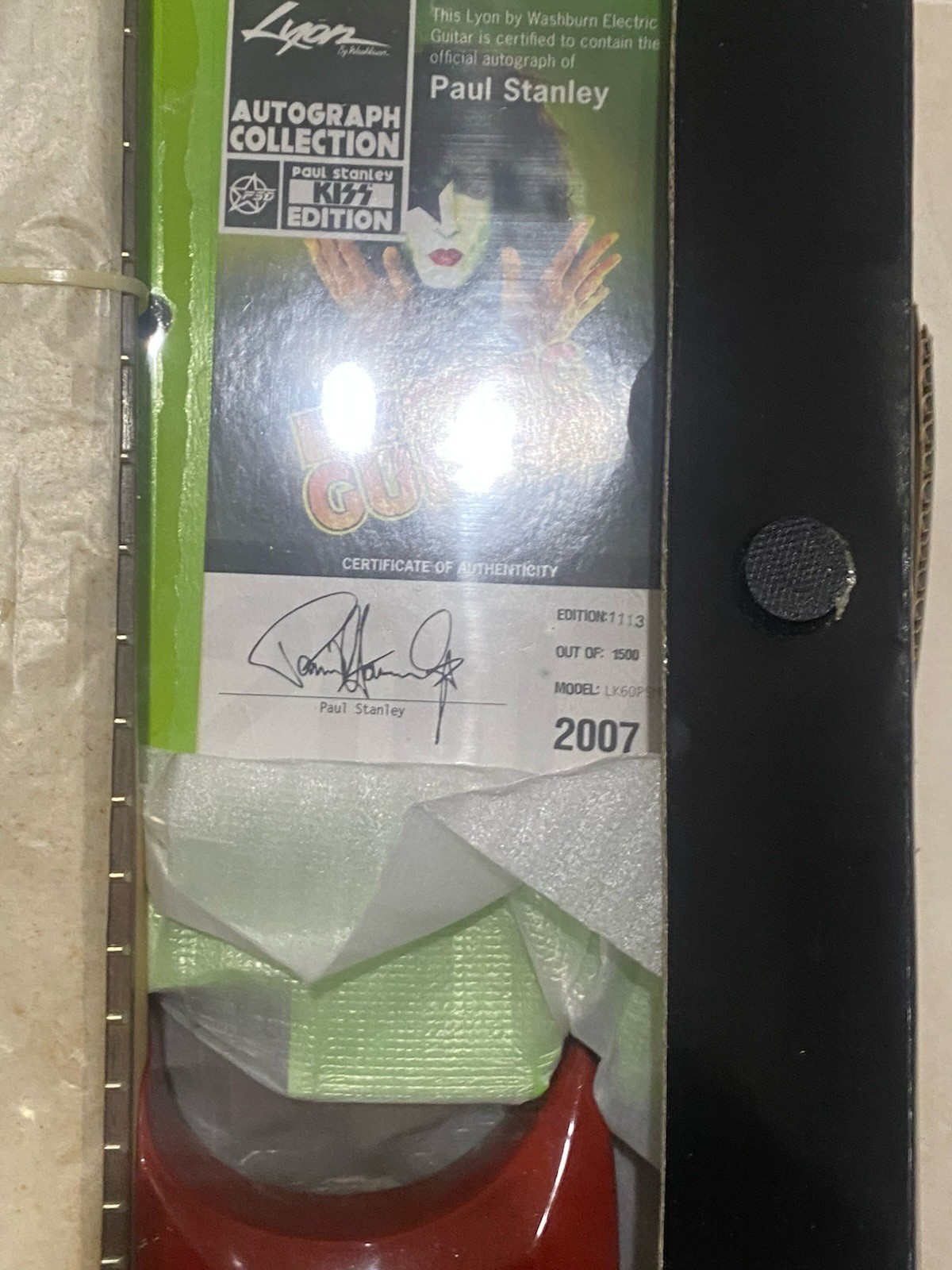 Paul Stanley Hand Signed Red Kiss Electric Guitar Lyon By Washburn Picks 2007