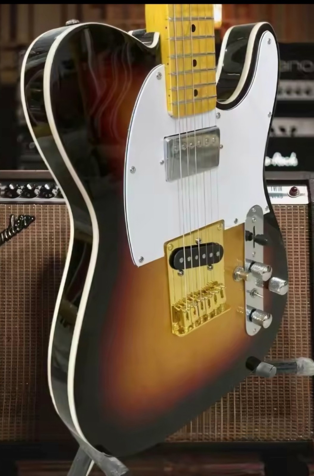 Hot Vintage Sunburst TLE Maple Fretboard Solid Mahogany Body Silver HDWR 22 Fret