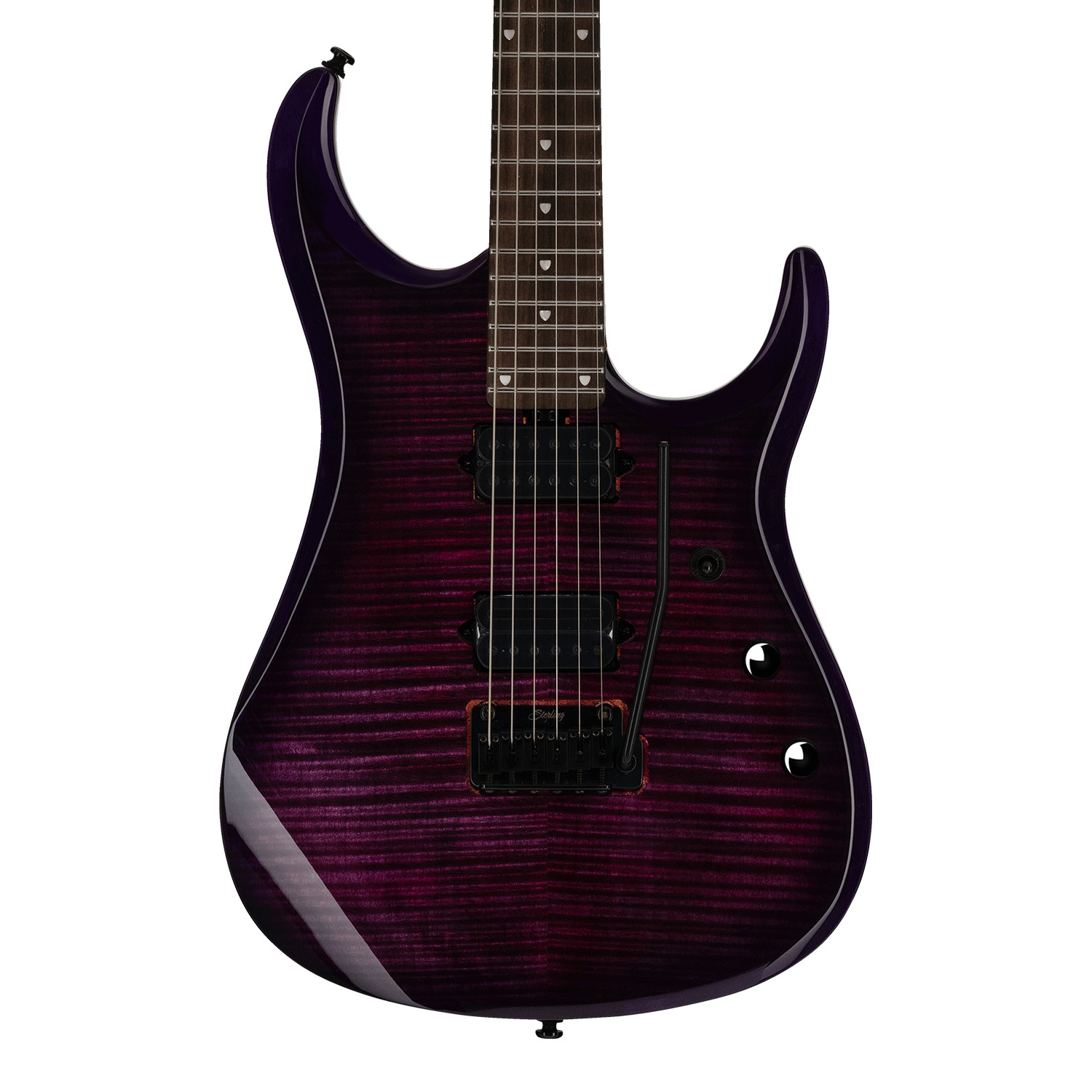 Sterling by Music Man JP150 DiMarzio Flame Maple Electric Guitar – Purple Nebula