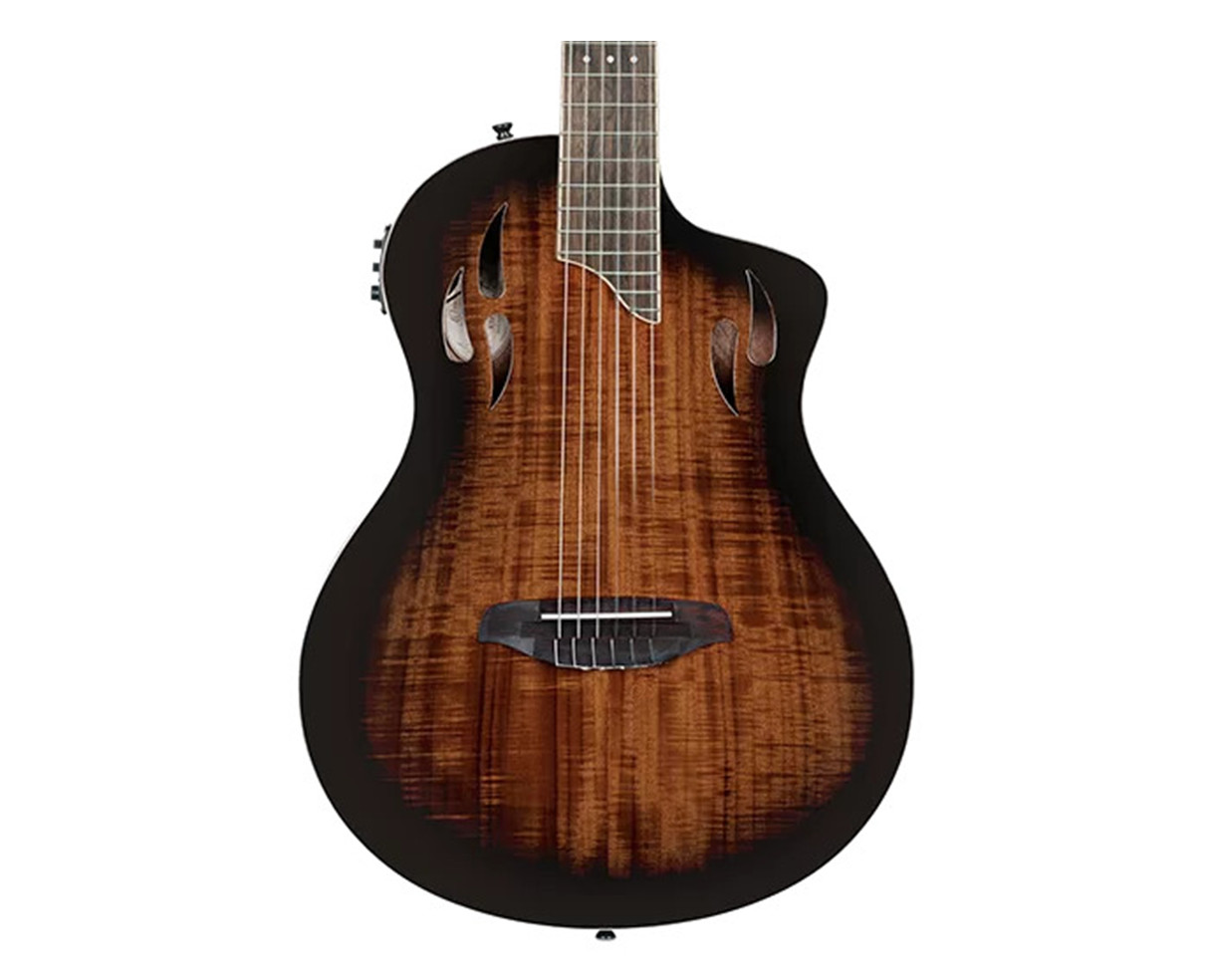 Ortega Guitars RTPDLX-ACA TourPlayer Series Thinline A/E Nylon – Burst Open Box