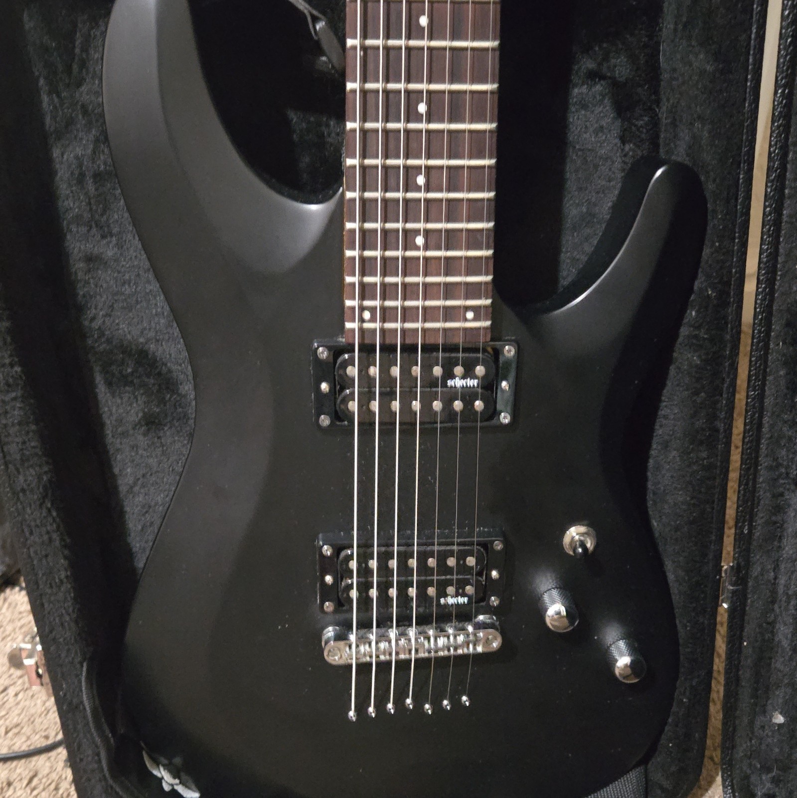Schecter Diamond Series C-7 Deluxe 7-String Black Solid Guitar w/ Hard Case