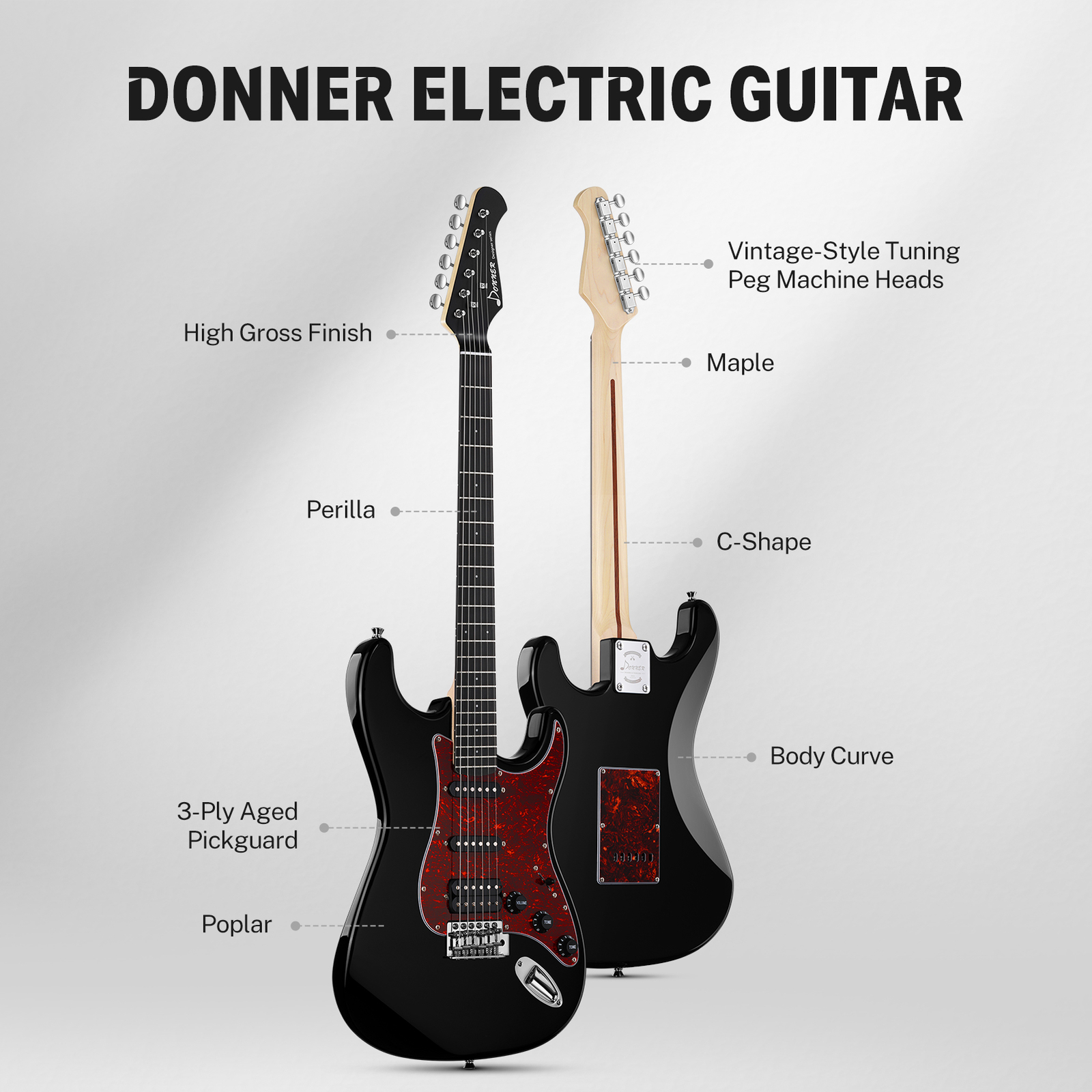 🎸 Donner DST-200 Electric Guitar With Gig Bag HSS Pickups Coil Spilt Solid Body