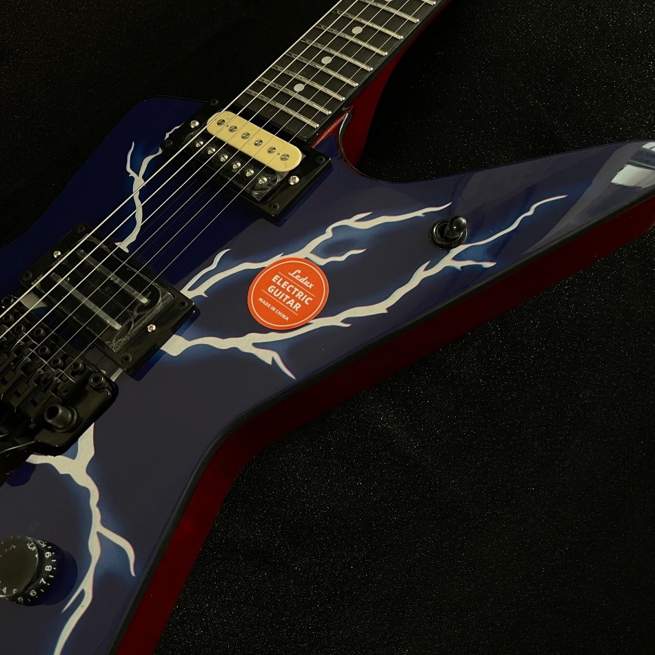 Blue lightning Electric Guitar Maple Neck HH Pickup Black Hardware Solid Body