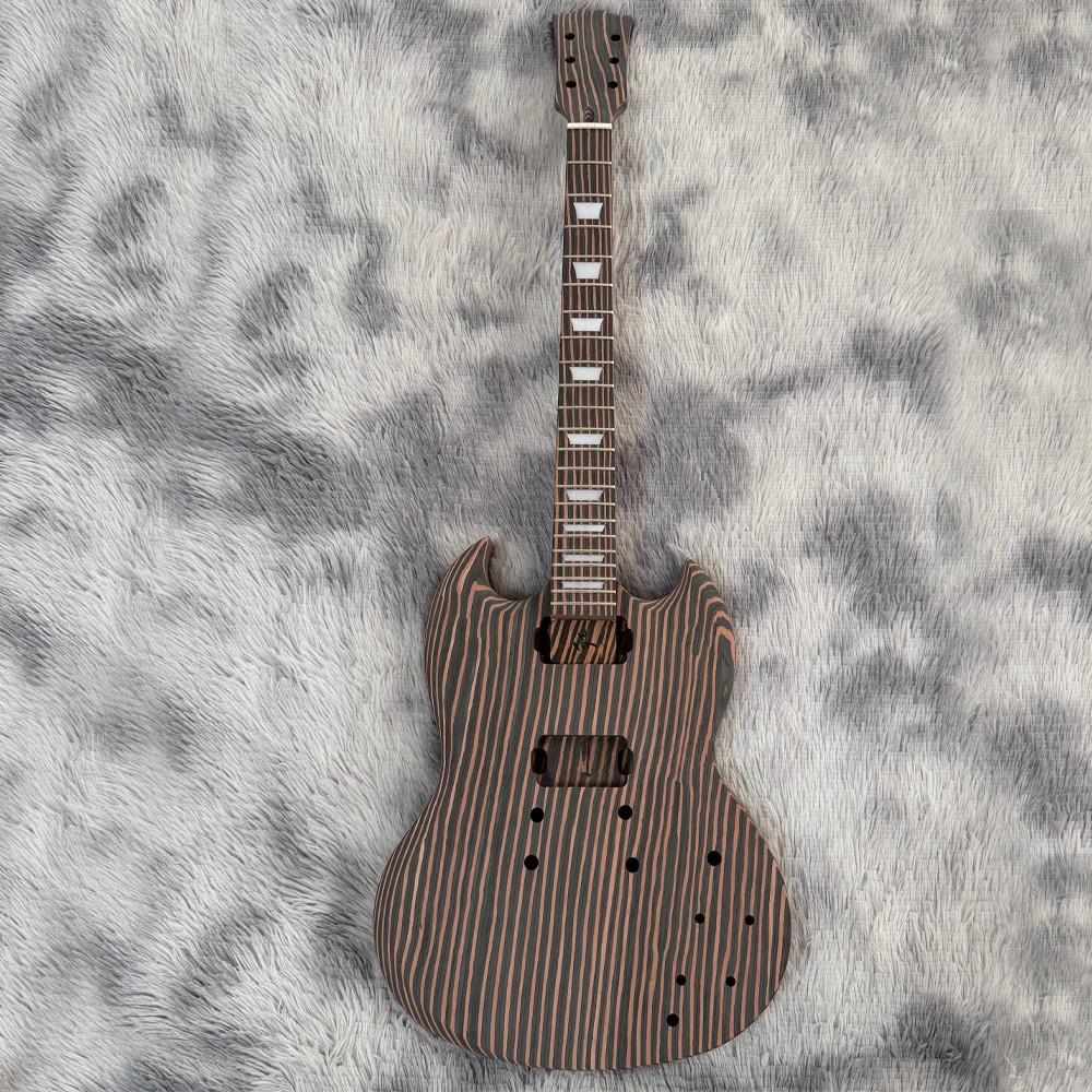 DIY Electric Guitar Kit Complete Set – Solid Zebrawood Body & Neck, Hardware