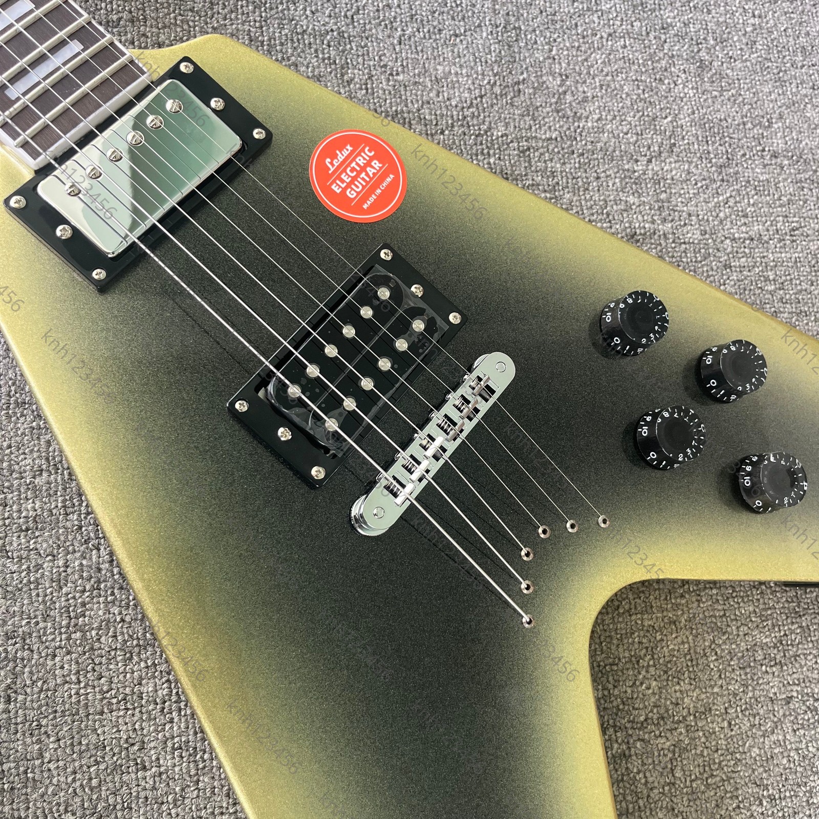Special Angular Electric Guitar Olive Green Dual Humbucker Free Shipping