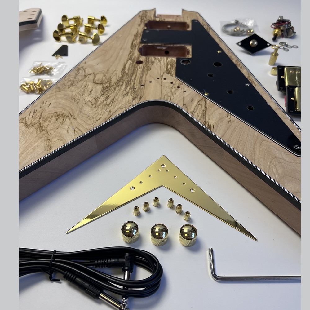 DIY Electric Guitar Kits Spalted Maple 22 Frets Bolt On Construction FREE SHIP
