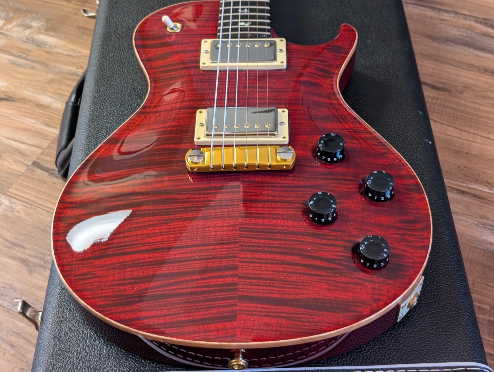 PRS Singlecut Semi-Hollow Electric Guitar 2007 Black Cherry 10 Top Bra Rosewood