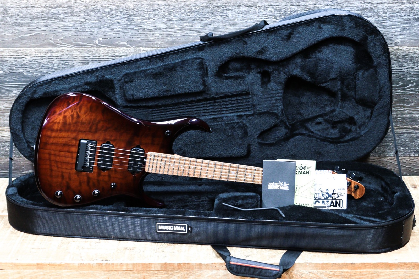 Ernie Ball Music Man JP15 John Petrucci Amber Waves Quilt Electric Guitar w/Case