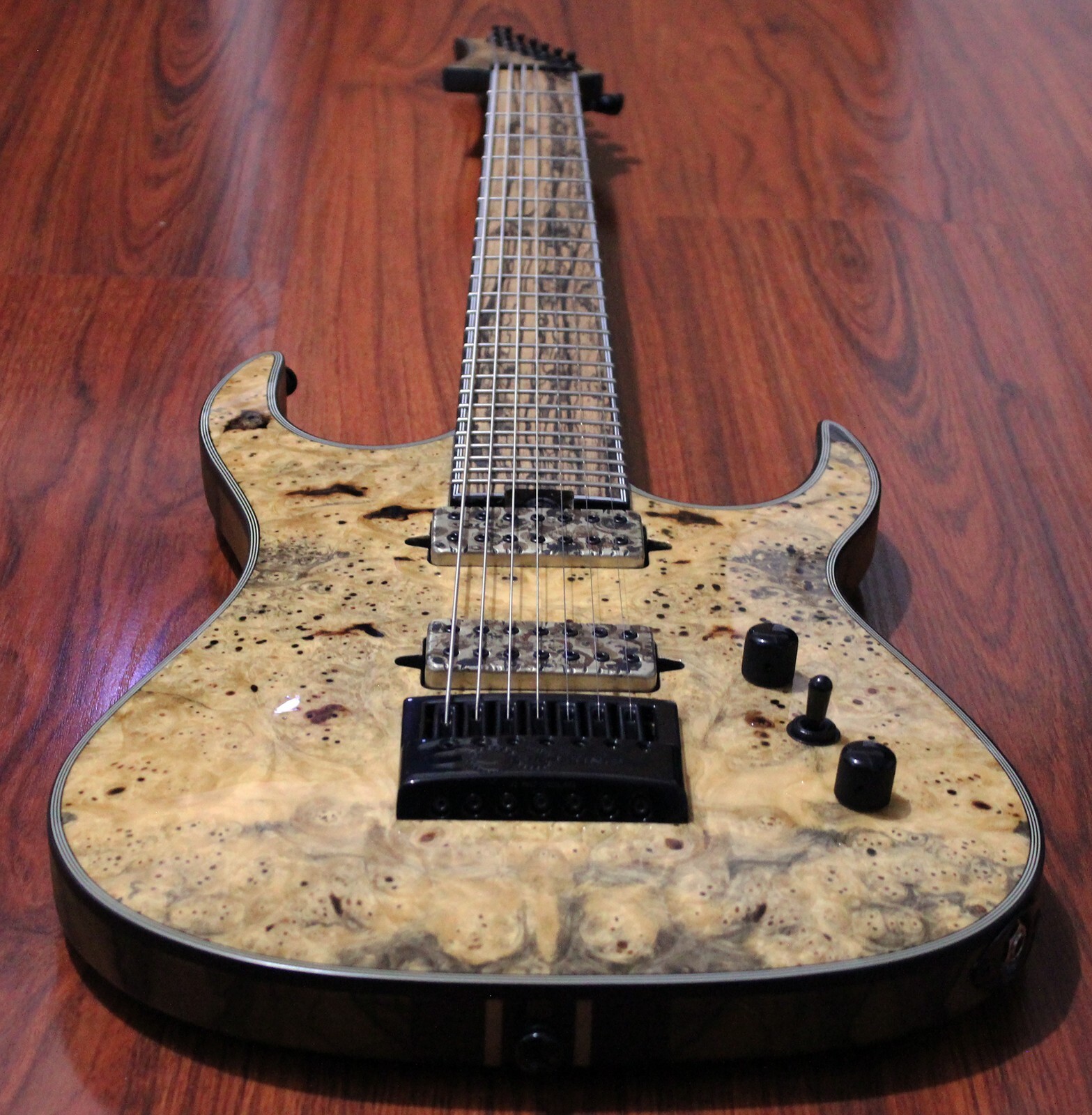Halo Guitars MERUS 7-string EVERTUNE 🤘🏻 Buckeye Burl Cap Pale Moon Ebony I2263