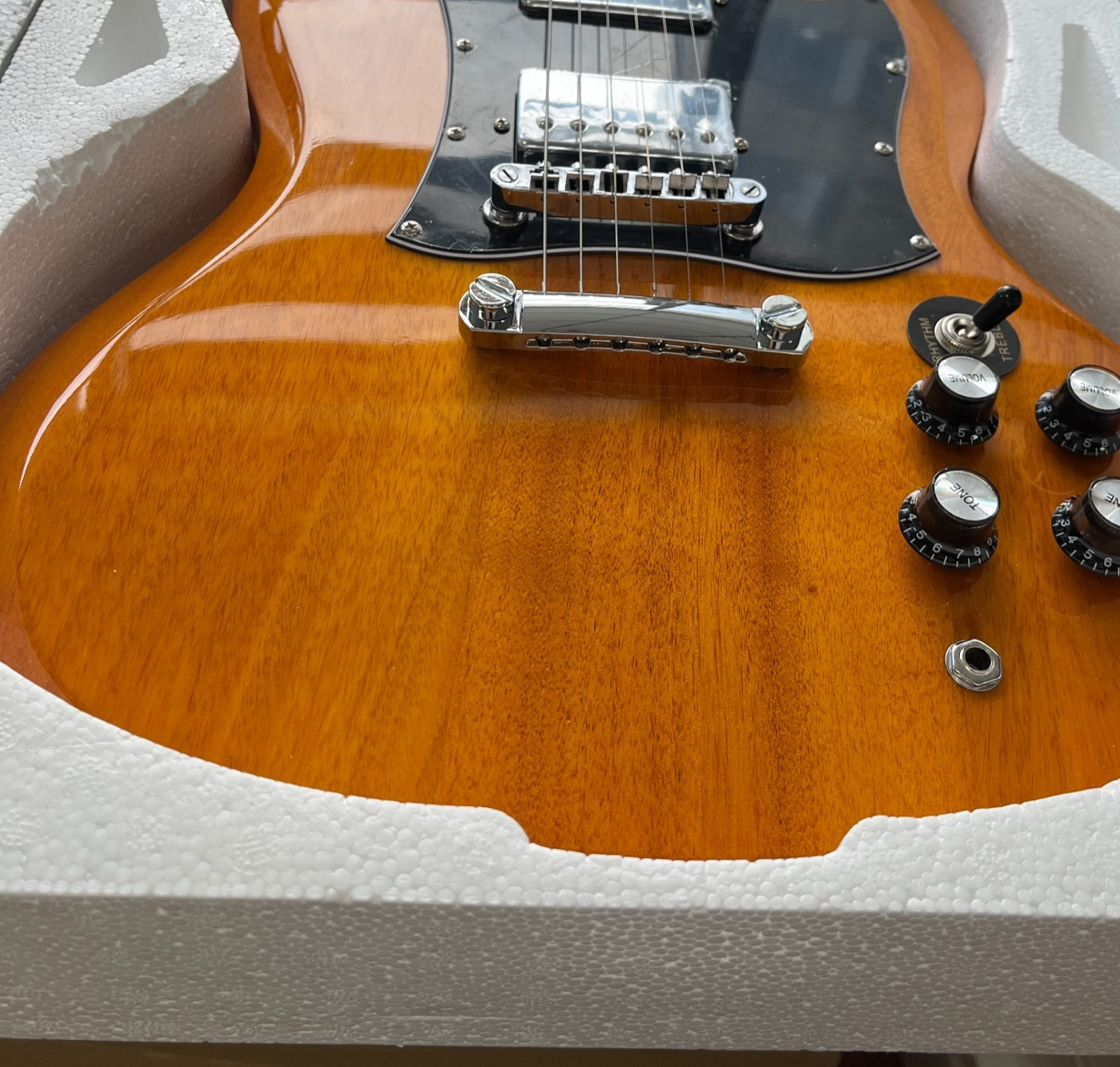 Natural SG Style Electric Guitar Rosewood Fingerboard Chrome Part