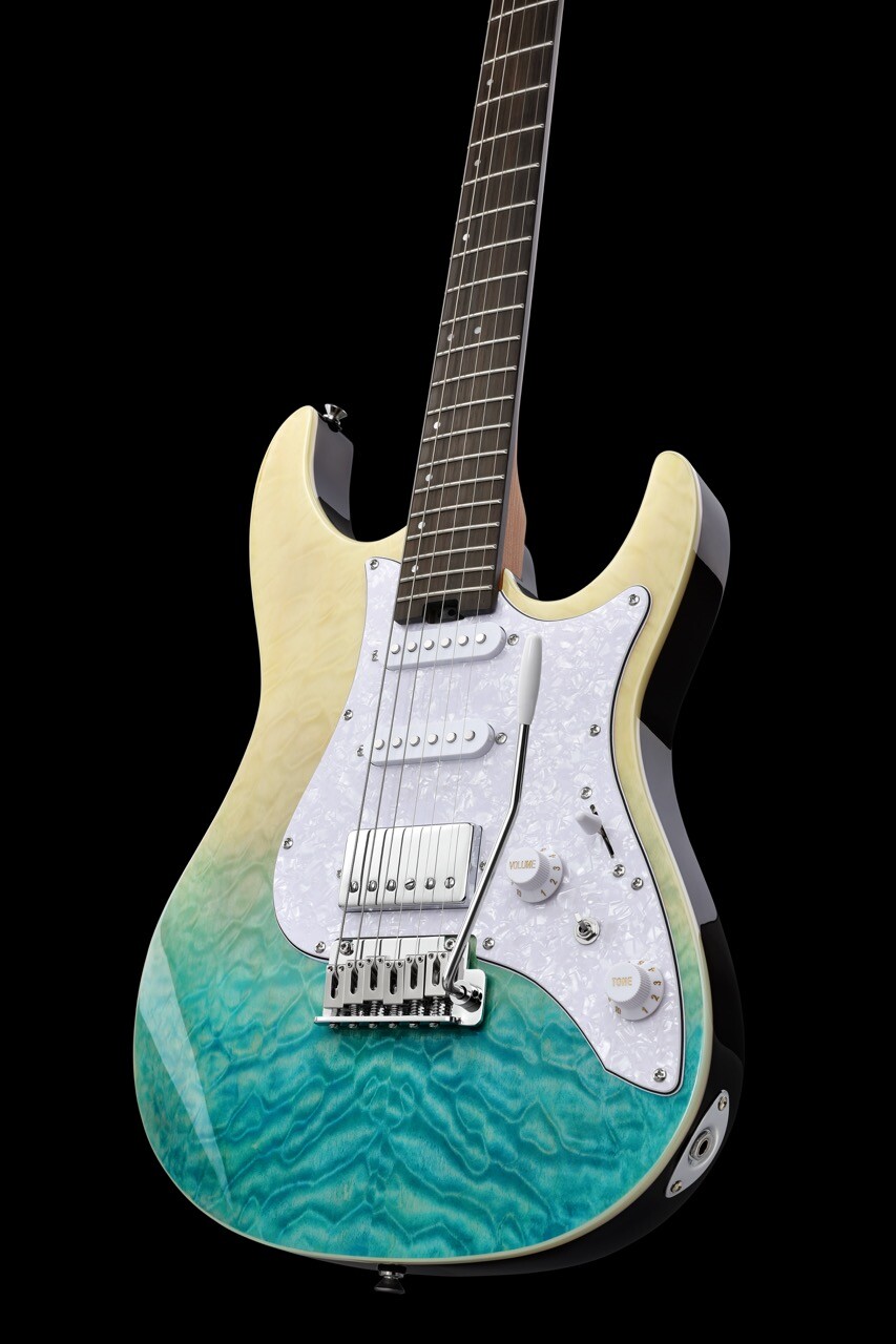 Donner DST-550 Electric Guitar HSS Seafoam Gradient With Gig Bag Tremolo Bar