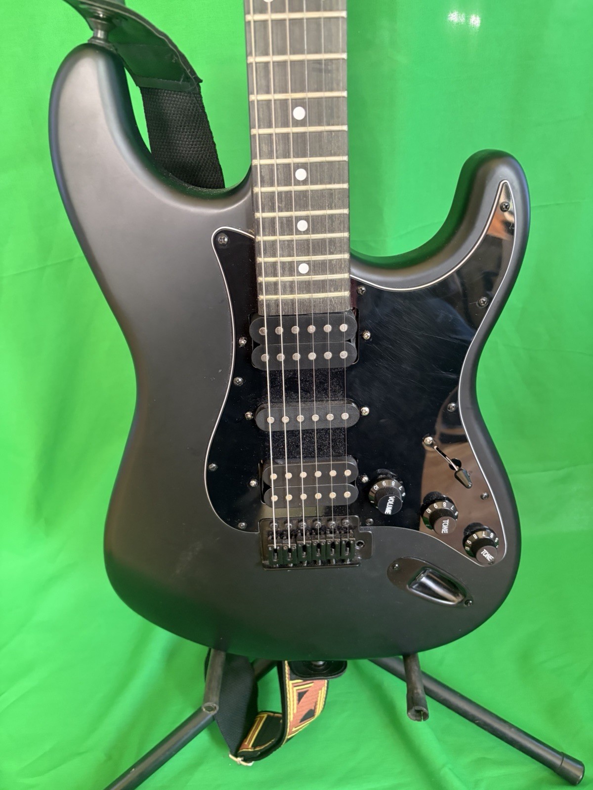 S Style Electric Guitar Upgraded Pickups Tremolo Frets Level Action Low Blackout