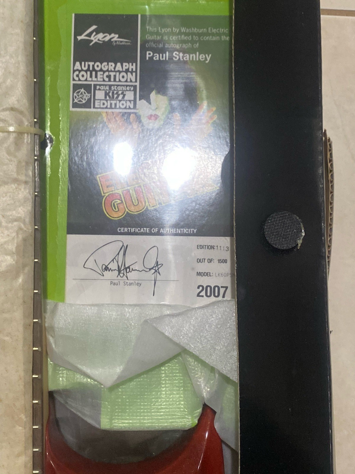 Paul Stanley Hand Signed Red Kiss Electric Guitar Lyon By Washburn Picks 2007