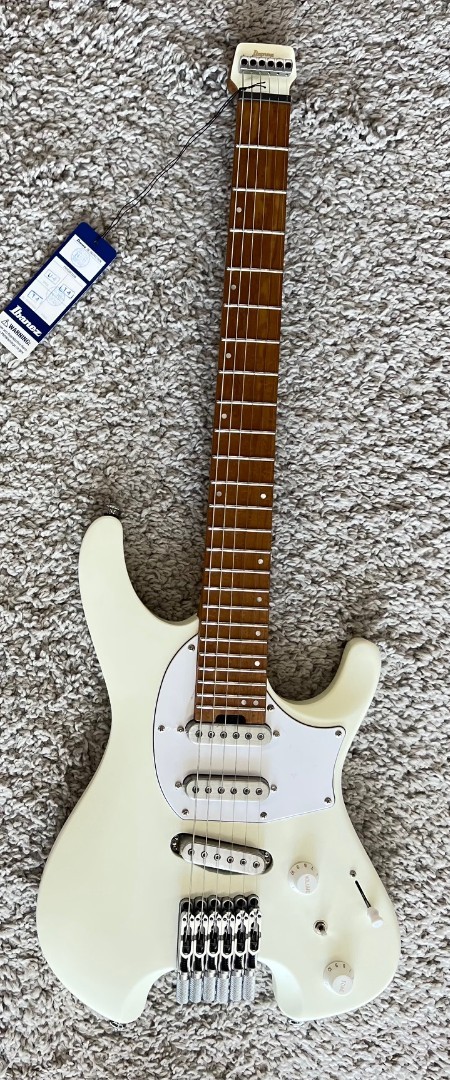 Ibanez ICHI10VWM Ichika Signature Headless Electric Guitar, Vintage White Matte