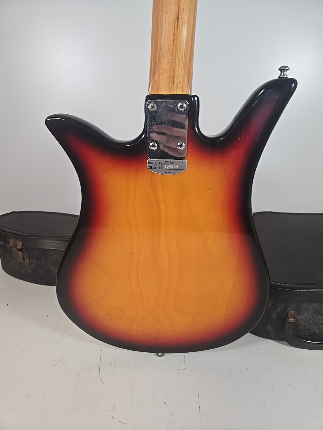 Vintage 1960s Teisco E-110 Tulip Sunburst Solid 6 String Electric Guitar Japan