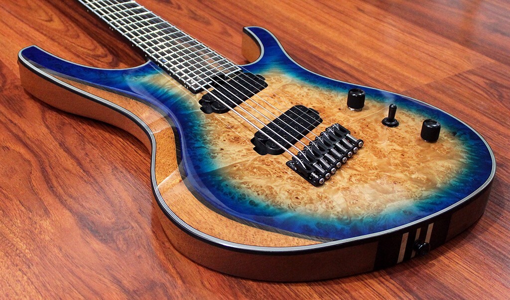 Halo Octavia 8 String Multiscale Guitar, Maple Burl Top, Hipshot [MADE TO ORDER]