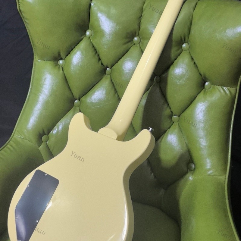 Solid Body Electric Guitar Daul P90 Pickcups Cream Yellow Multi-Ply Pickguard