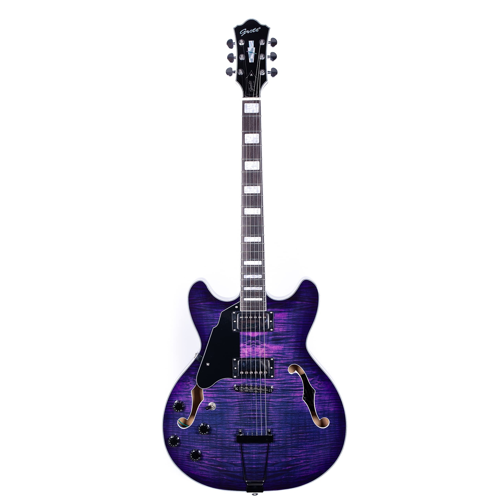 GROTE Jazz Left-Handed Electric Guitar Semi-Hollow Body Trapeze 4