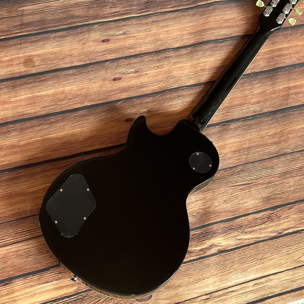 6 strings Black electric guitar Stainless Frets chrome hardware free shipping