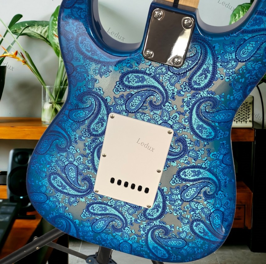 New Product Paisley Blue ST Electric Guitar 3S Pickups Chrome Part Tremolo