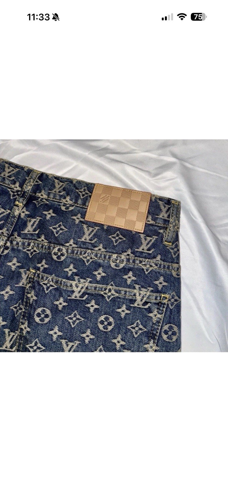 Authentic louis vuitton Skate jeans 34 Sz Brown Leather Stripe Sold Out Online