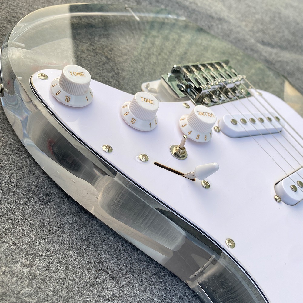 Electric Guitar Acrylic Body Maple Neck 22 Fret SSS Pickup Nice Tone LED Light