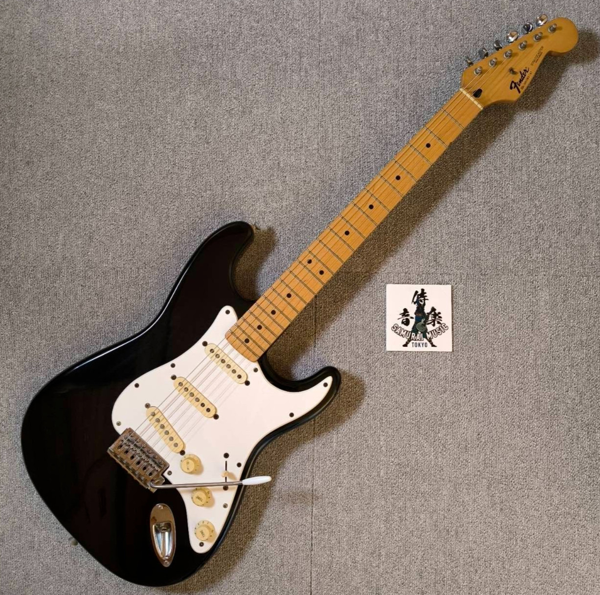 Fender Stratocaster Electric Guitar Black Made In Mexico Used Players Condition