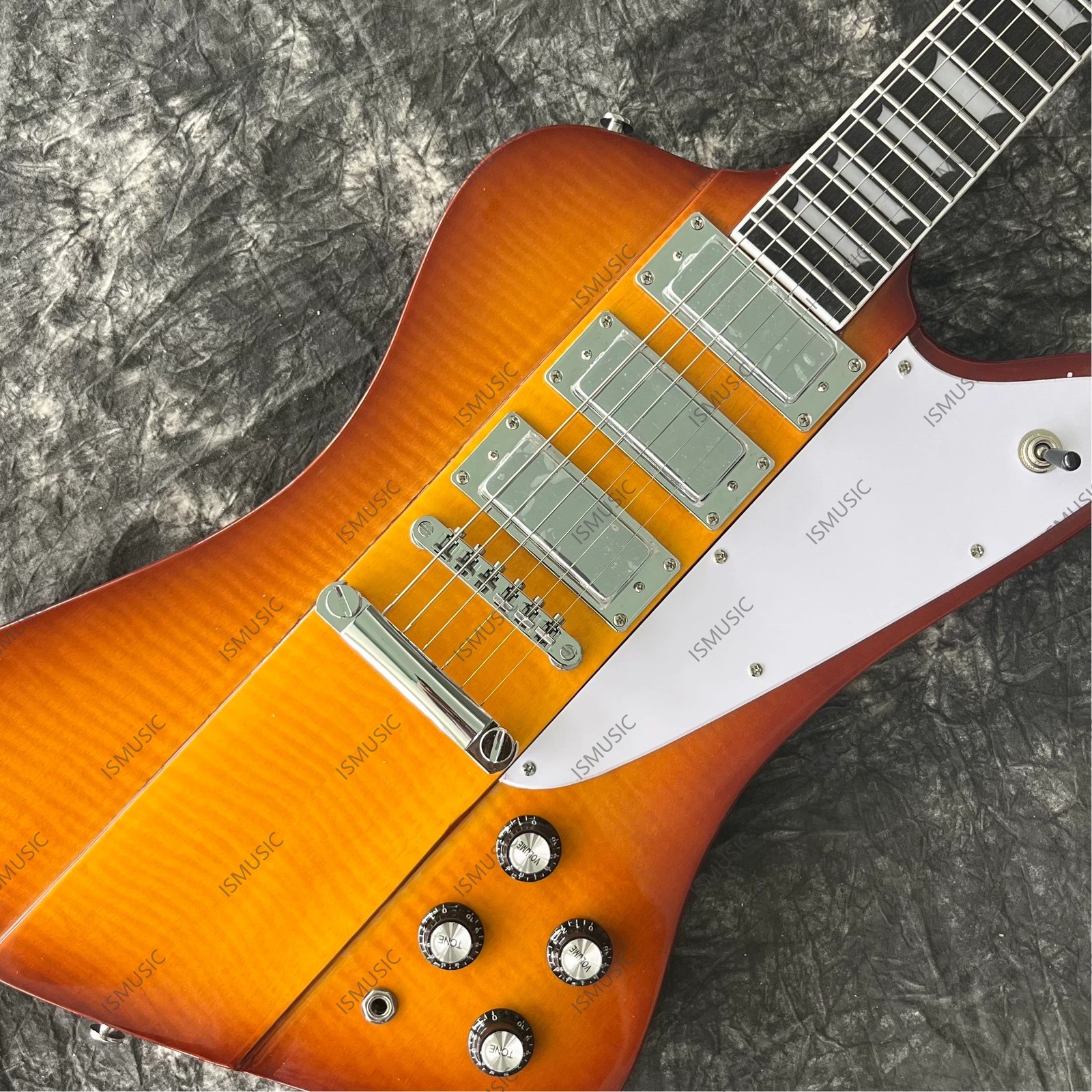Solid Body Electric Guitar Stainless Steel Rounded Fret Flamed Maple Top Veneer