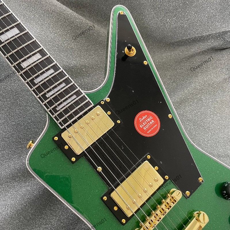 Electric Guitar Stainless Steel Frets Black Pickguard Solid Metallic Green