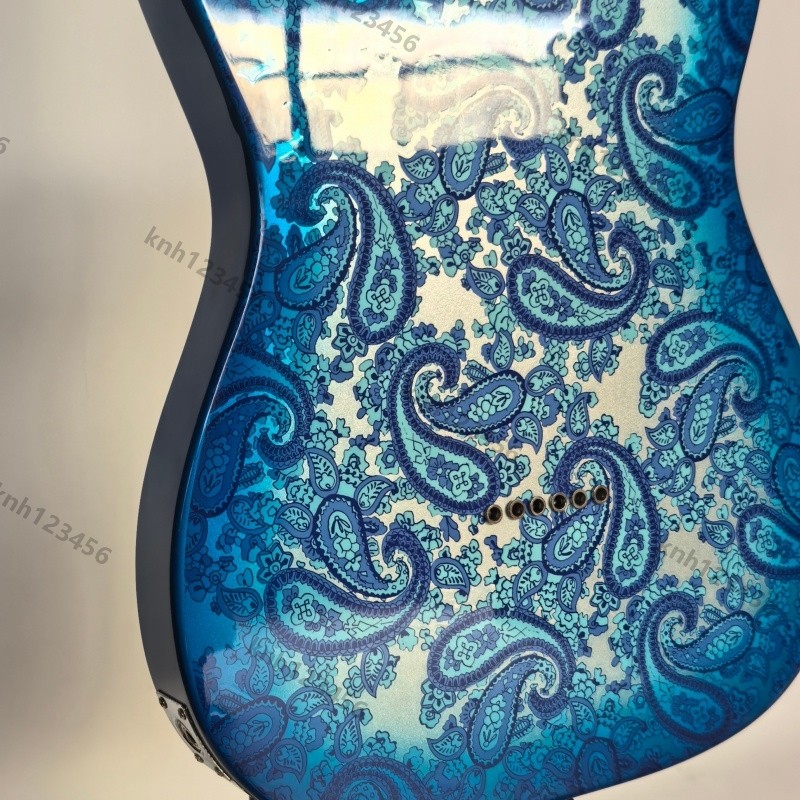 Electric Guitar Blue Paisley Maple Neck SS Pickup Stainless Rounded Fret Edge